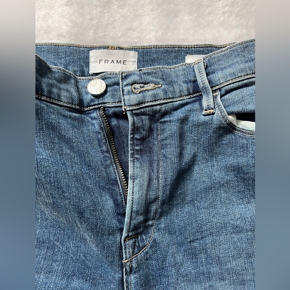 Frame Le High Flare Jeans Ashton Size 32 Blue LHF230 Stretch Denim - Picture 8 of 16